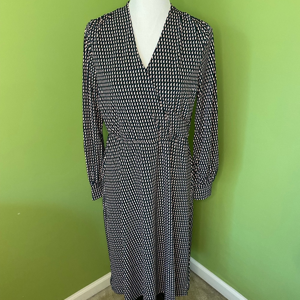 Adrianna Papell Long Sleeve Wrap Midi Dress